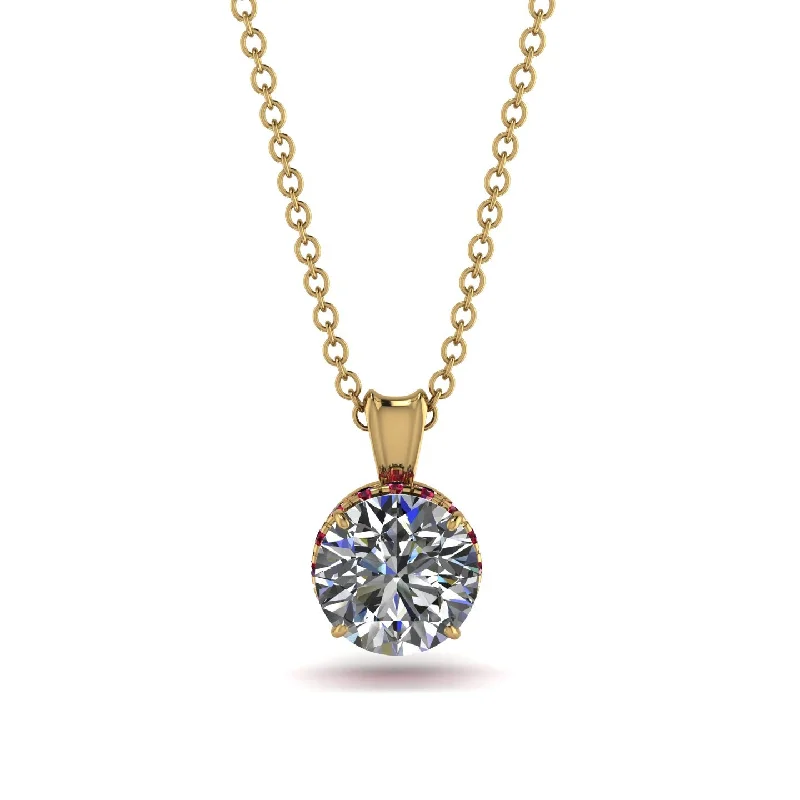 Luxury Gold Necklace with Emerald Stone-Diamond Necklace With Hidden Halo - Adaline No. 46