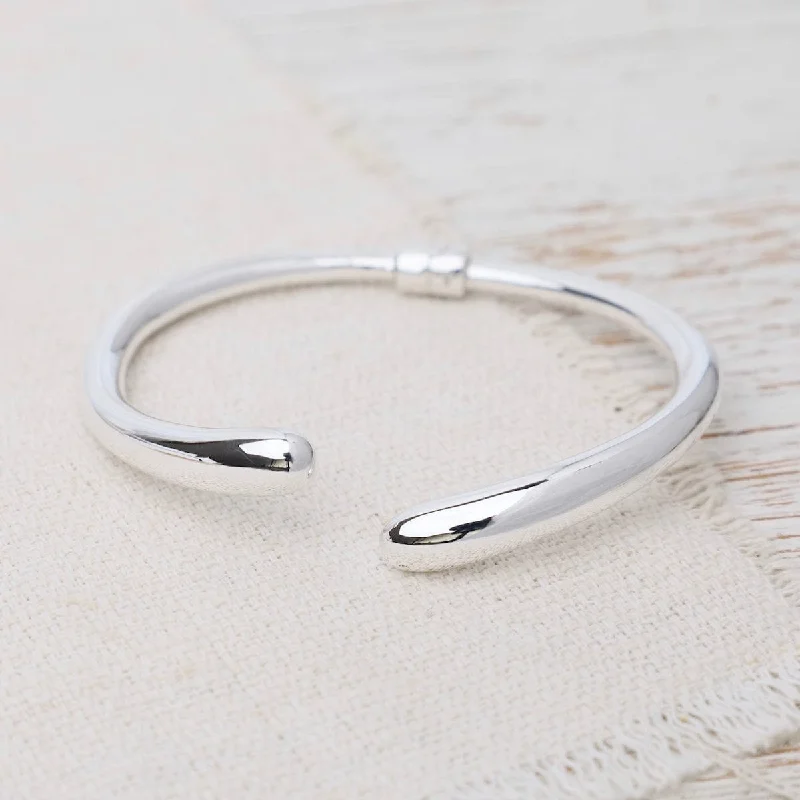 Personalized Gold Bangles for Mother’s Jewelry-Electroform Double Droplet Hinged Bangle