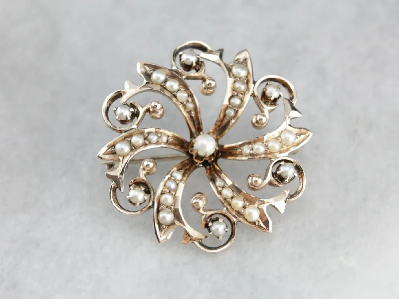 Brooch For Evening Gowns-Victorian Pearl Brooch or Pendant