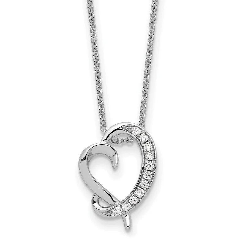 Trendy Layered Necklace for Stylish Look-Sterling Silver CZ Antiqued With Love Your Son Heart 18" Necklace