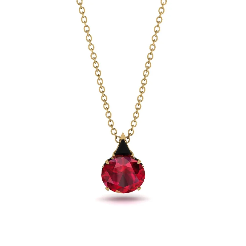 Luxury Silver Necklace with Diamonds-Hidden Halo Ruby Necklace - Rosalie No. 40