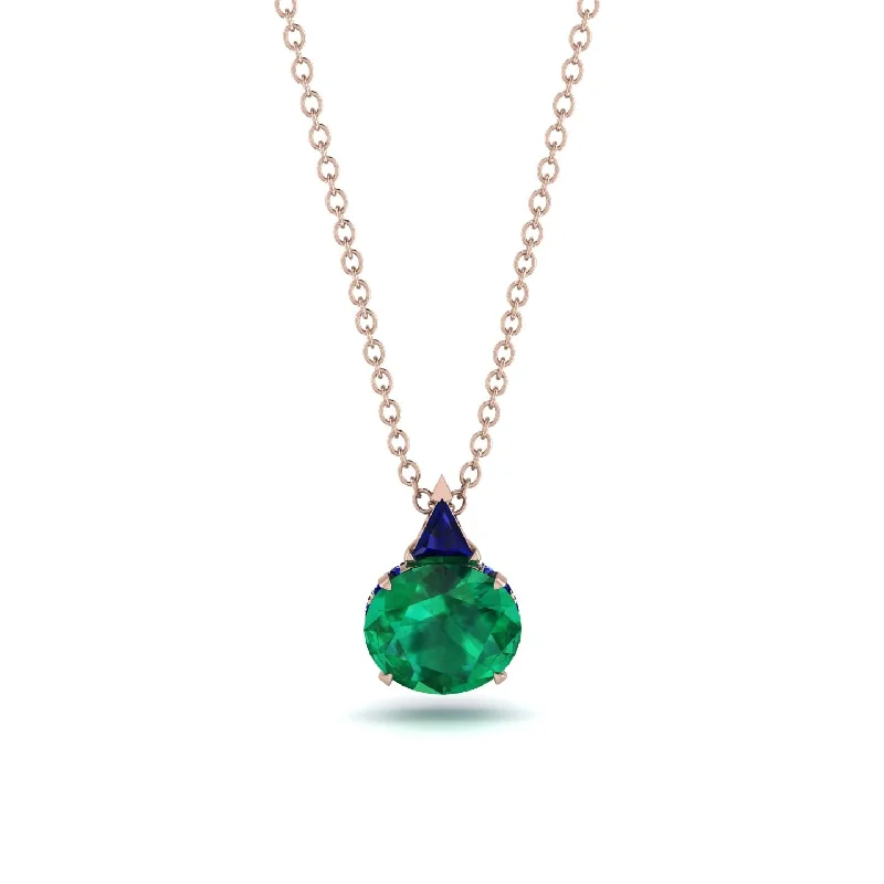 Large Gemstone Necklace for Glamorous Looks-Hidden Halo Emerald Necklace - Rosalie No. 65