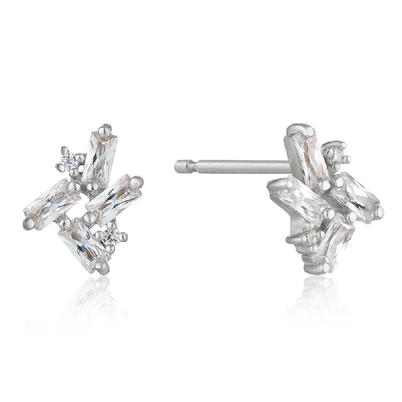 Artistic Silver Earrings for Women-Ania Haie Sterling Silver Glow Getter Cluster Stud Earrings