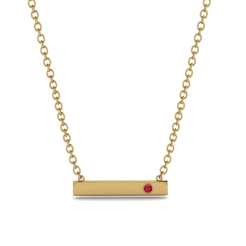 Classic Ruby Necklace for Evening Wear-Ruby Gold Necklace Bar - Crystal No. 10