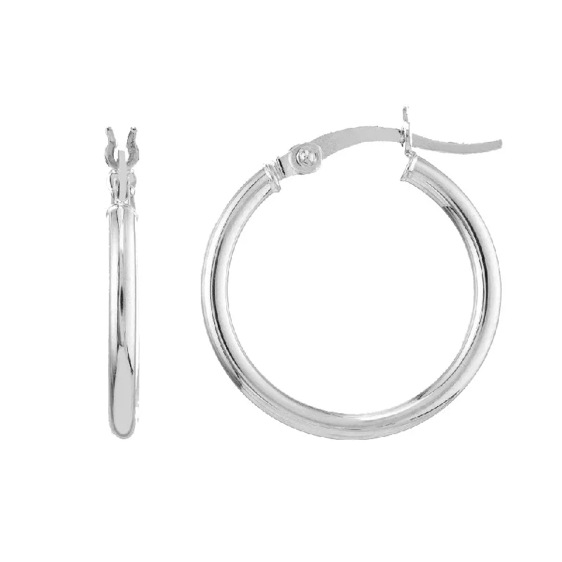 Chunky Hoop Earrings for Women-14K White Gold 2x20MM Hoop Earrings