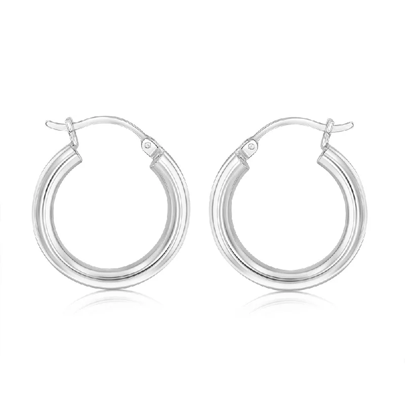 Large Gold Stud Earrings-Sterling Silver Plain 15mm Hoop Earrings