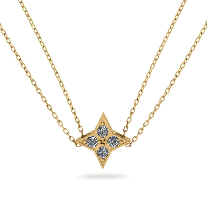 Boho Crystal Necklace with Long Chains-Star Diamond Necklace - Greta No. 1