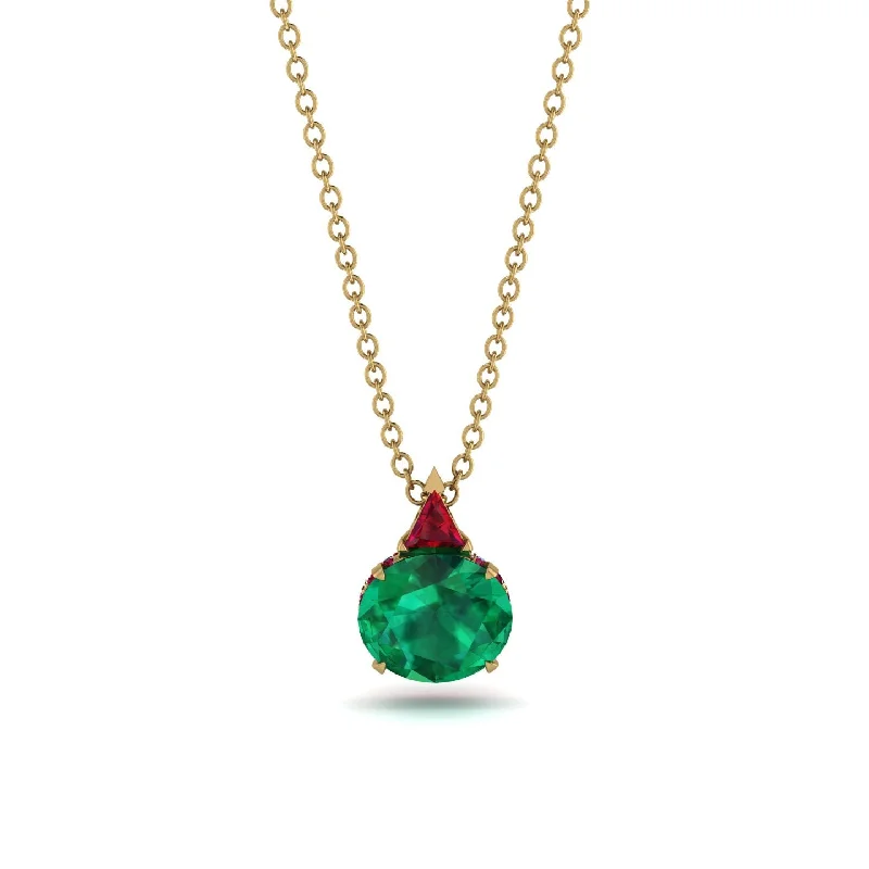 Custom Gold Necklace with Birthstone Charm-Hidden Halo Emerald Necklace - Rosalie No. 49