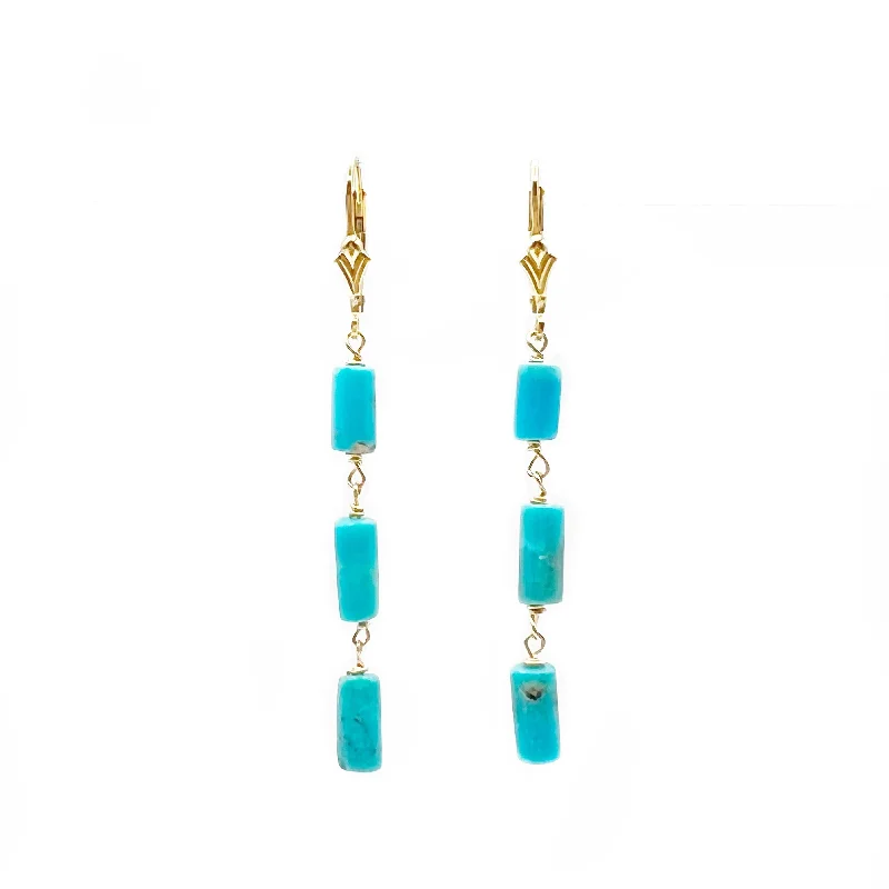 Modern Pearl Earrings for Weddings-Turquoise Tubes Earrings