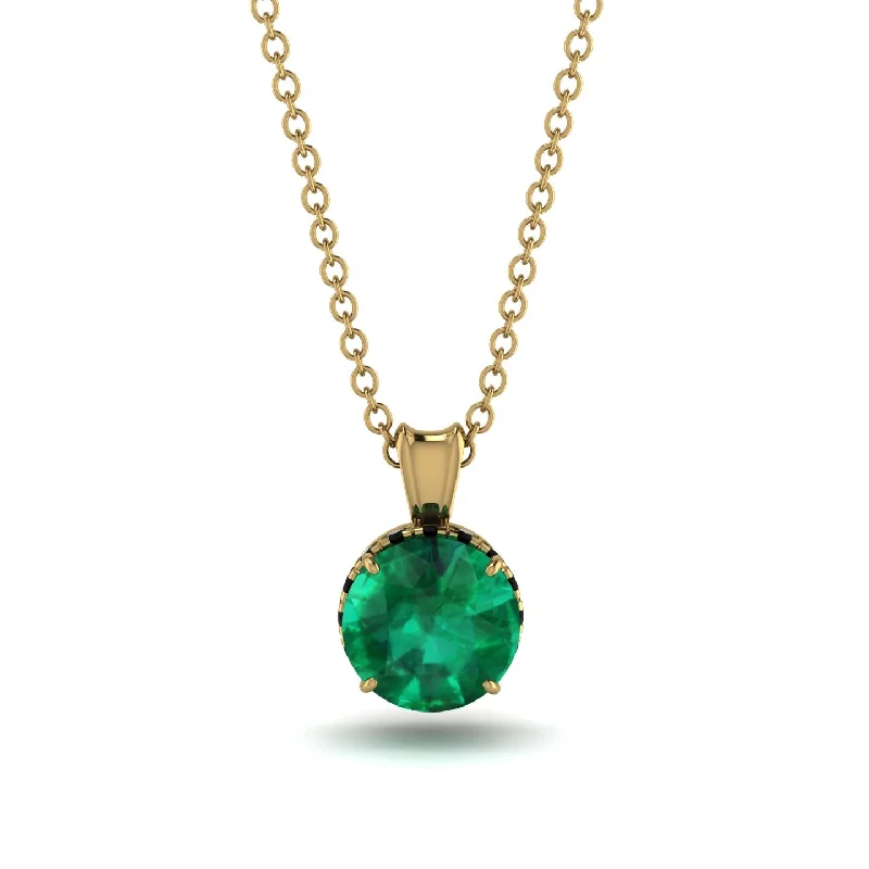 Luxury Silver Necklace with Diamonds-Emerald Necklace With Hidden Halo - Adaline No. 34