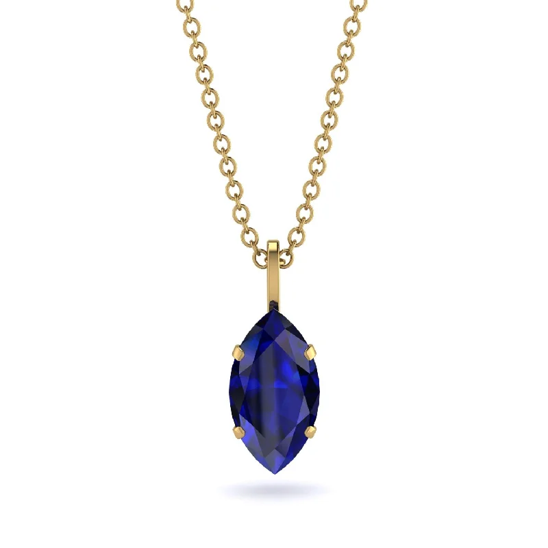 Elegant Sapphire Necklace for Formal Wear-Hidden Halo Marquise Sapphire Necklace - Journey No. 73