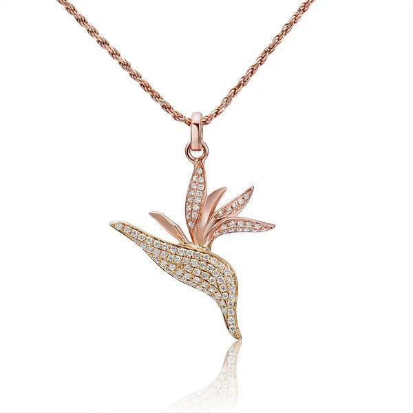 Classic Gemstone Necklace for Daily Wear-Pavé Bird of Paradise Pendant