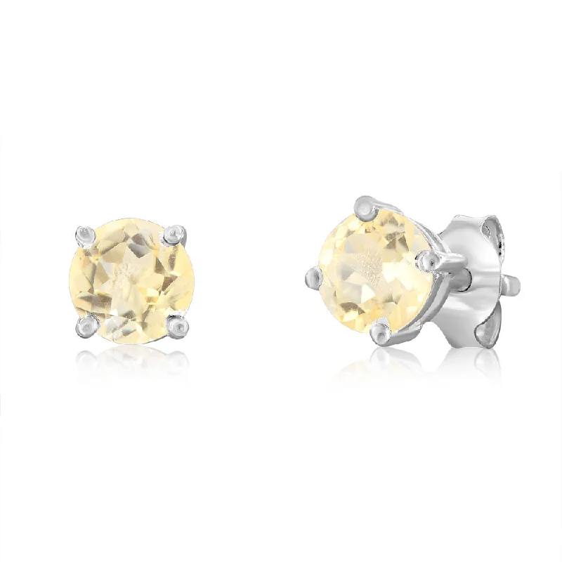 Unique Gold Drop Earrings-Sterling Silver Natural Citrine 5mm Stud Earrings