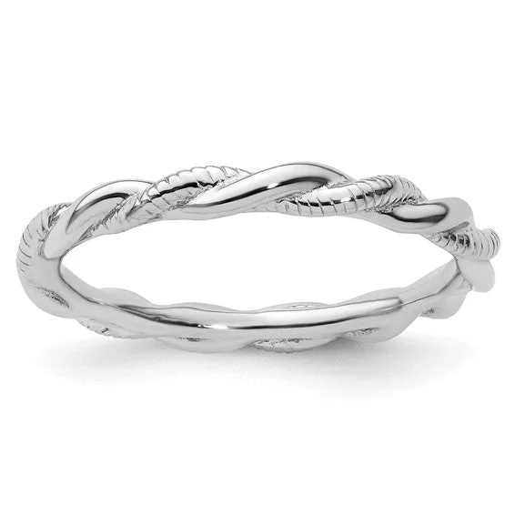 Luxury Platinum Ring for Engagement with Diamond-Sterling Silver Stackable Expressions Twist Band Ring