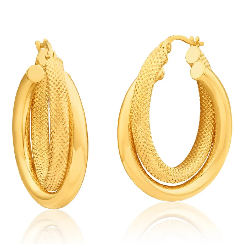 Luxury Pearl Earrings for Brides-9ct Yellow Gold Gorgeous Hoop Earrings