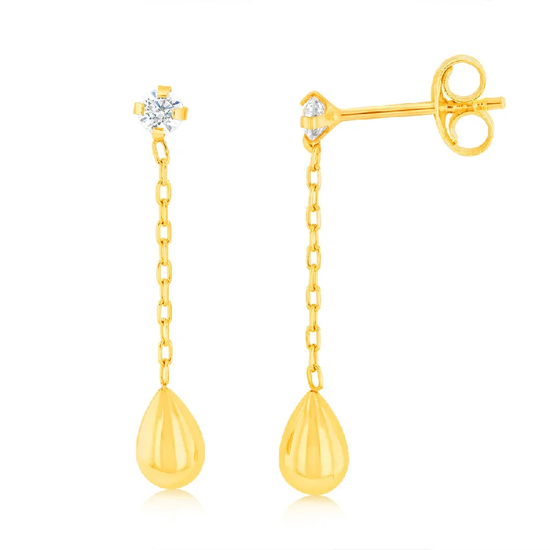 Personalized Name Earrings-9ct Yellow Gold Tear Drop Earrings