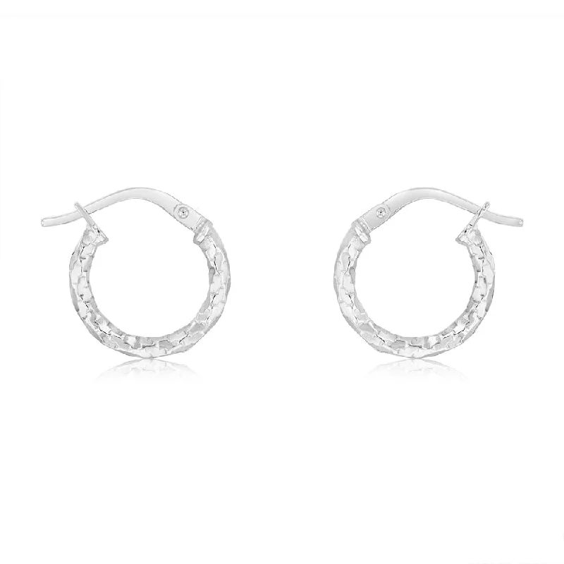 Minimalist Pearl Earrings-9ct White Gold Silverfilled Fancy Twisted 10mm Hoop Earrings