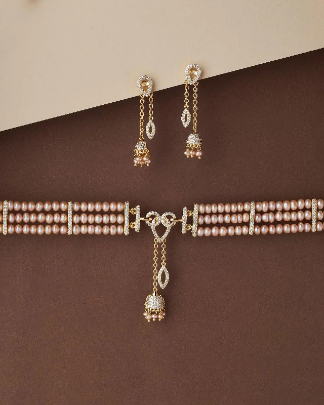 Classic Crystal Necklace for Elegant Look-Beautiful Pearl Necklace Set