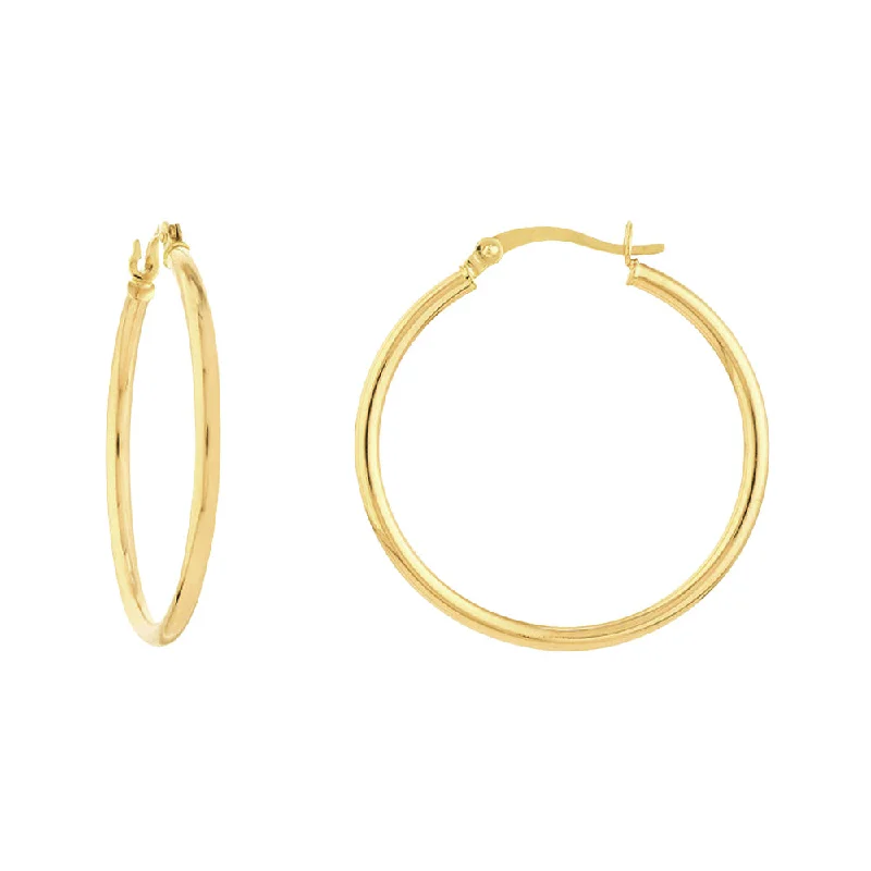 Elegant Pearl Earrings for Bridesmaids-14K Yellow Gold 2x30MM Hoop Earrings