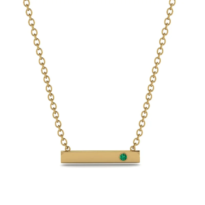 Stylish Gold Necklace with Charm Pendant-Emerald Gold Necklace Bar - Crystal No. 4