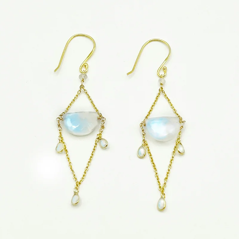 Elegant Dangle Earrings for Weddings-Belly Dancer Moonstones