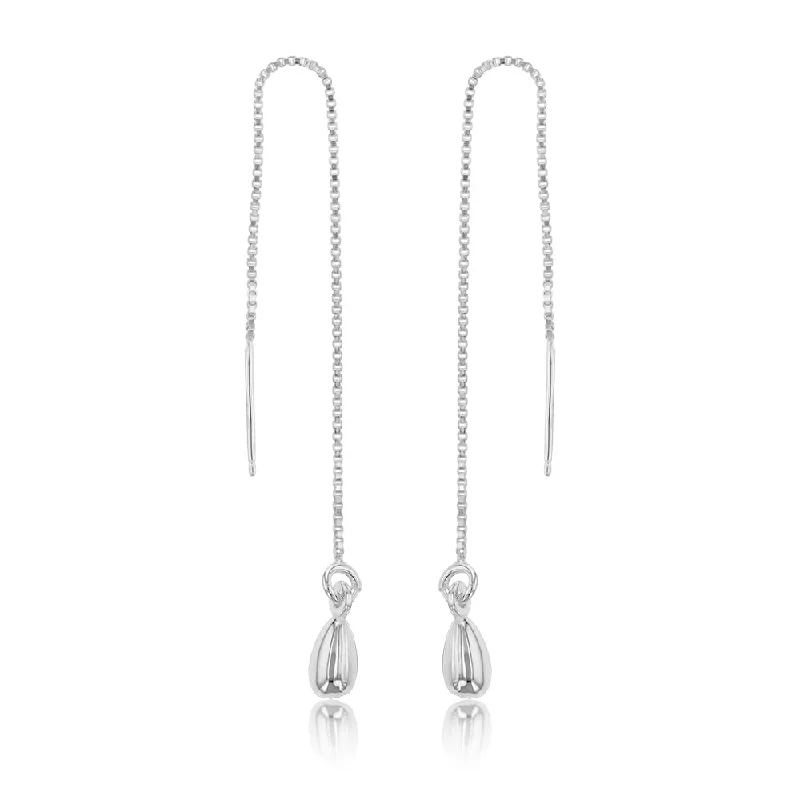 Personalized Drop Earrings for Brides-Sterling Silver Tear Drop Threader Earrings