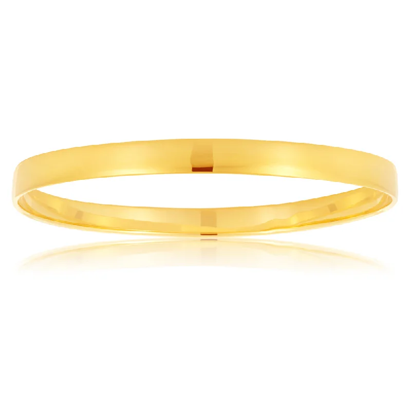 Personalized Gold Bangles for Weddings-9ct Yellow Gold 6mm wide Solid Bangle