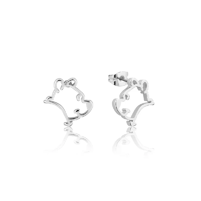 Elegant Long Crystal Earrings-Disney White Gold Plated Winnie The Pooh Open 13mm Stud Earrings