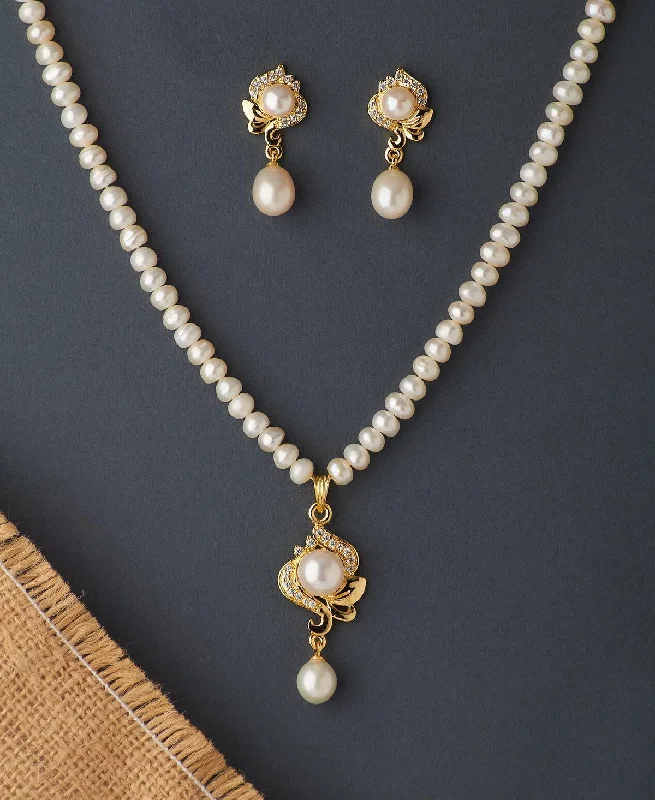 Elegant Choker Necklace for Weddings-Elegant Real Pearl Necklace Set