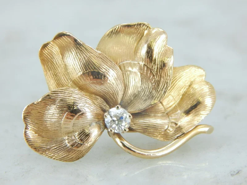 Crystal Brooch For Formal Wear-Lucky Four Leaf Clover Brooch with Diamond Detail