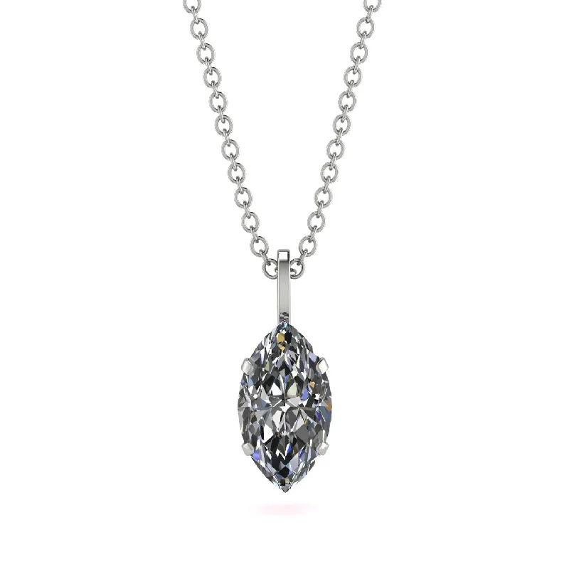 Unique Crystal Necklace with Multiple Pendants-Hidden Halo Marquise Diamond Necklace - Journey No. 48