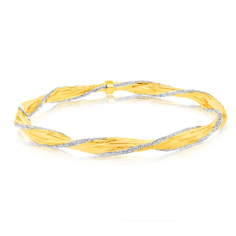 Personalized Silver Bangles with Engraved Family Names-9ct Yellow Gold Silverfilled Stardust Twisted Bangle