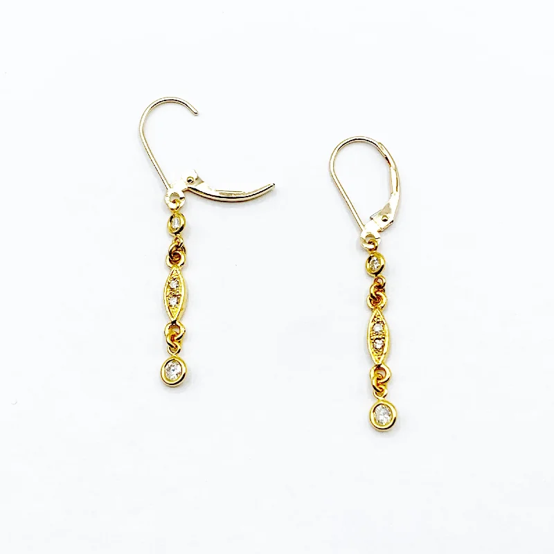 Silver Earrings for Special Occasions-Gold and Diamond Icicles