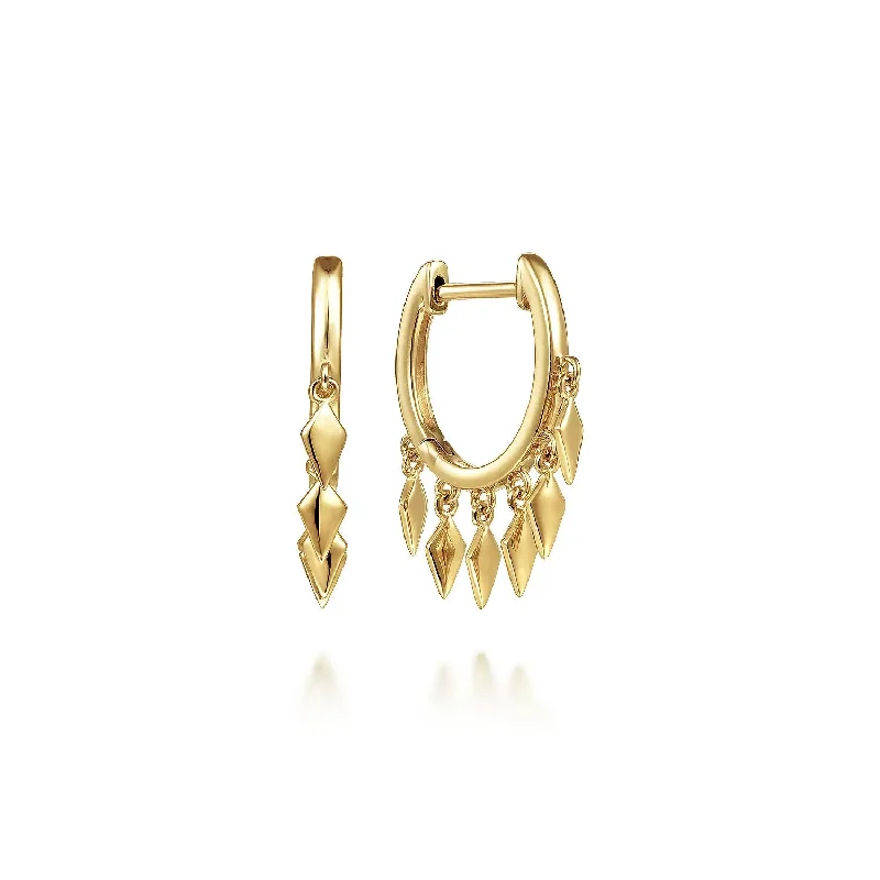 Luxury Silver Earrings for Bridesmaids-Gabriel 14K Yellow Gold Huggie Earrings with Spike Drops