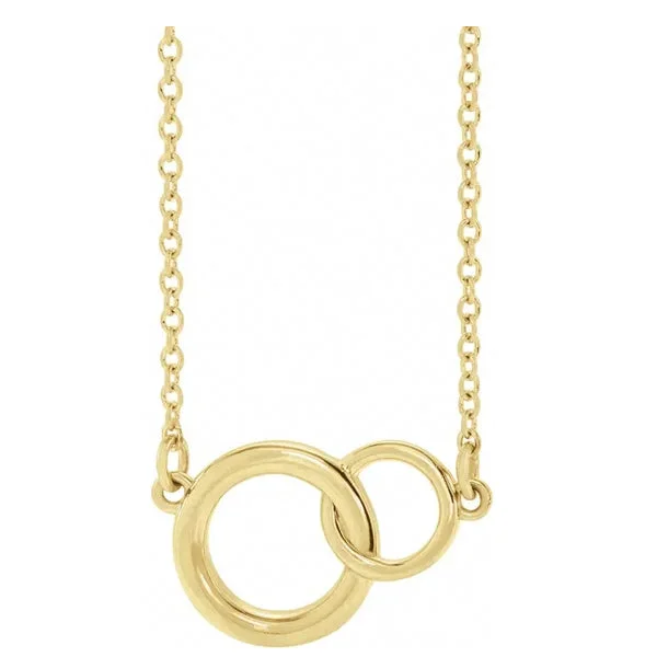 Modern Crystal Pendant Necklace for Fashionistas-14k Gold Interlocking Circle Necklace