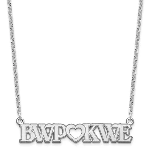 Bold Gold Statement Necklace for Fashion-Sterling Silver Couple's Monogram Initials Heart Plate Necklace