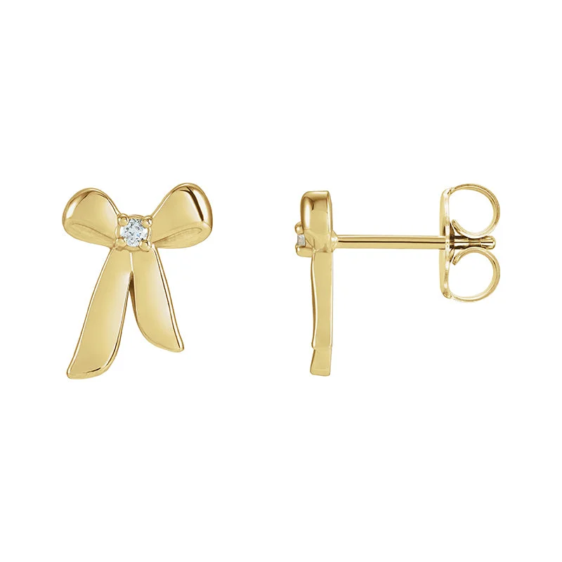 Colorful Acrylic Dangle Earrings-14K Yellow Gold .03 CTW Natural Diamond Bow Earrings