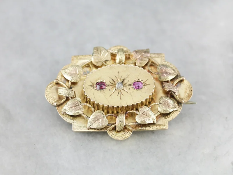 Brooch With Antique Charm-Victorian Botanical Diamond Brooch Pendant