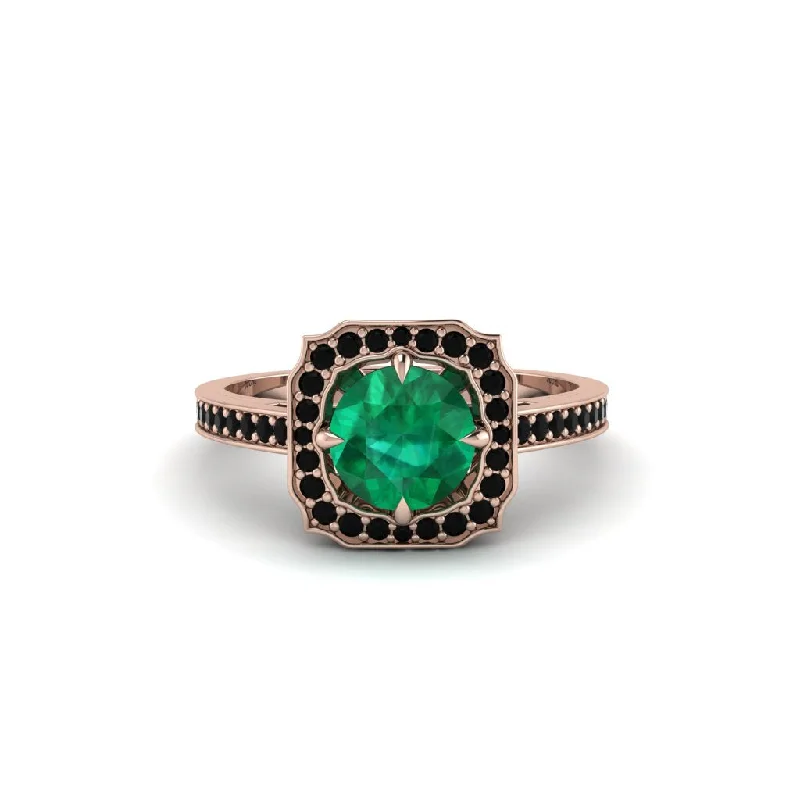 Customizable Birthstone Ring for Women-Emerald Cathedral Halo Engagement Ring - Luciana No. 35