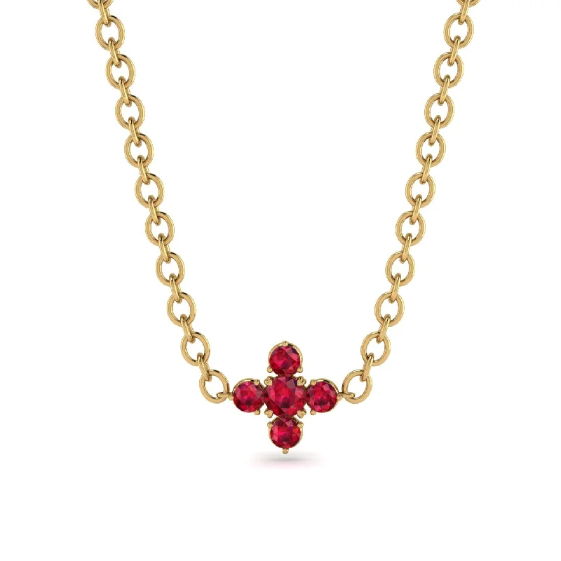 Sparkling Diamond Necklace for Night Out-Compass Ruby Necklace - Maren No. 55