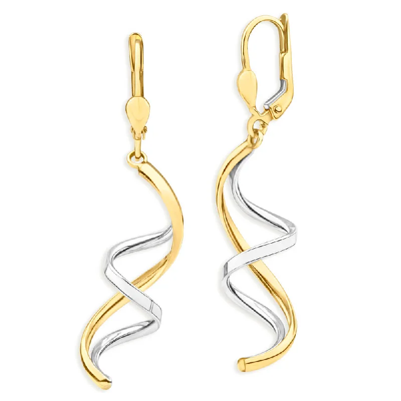 Luxury Pearl Earrings for Brides-9ct Yellow Gold & White Gold Drop Earrings