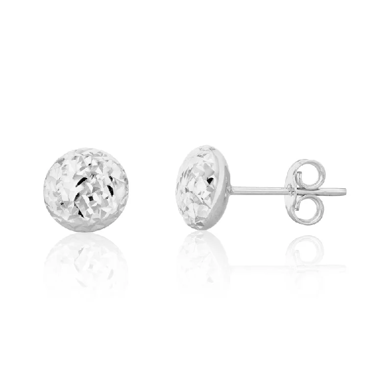 Simple Gold Earrings for Work-9ct White Gold Textured 7mm Stud Earrings