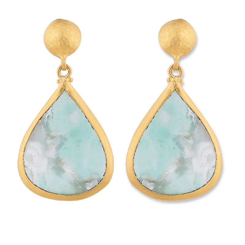 Chunky Hoop Earrings for Women-Lika Behar "My World" Earrings with Aquaprase Drops MY-E-629-GAP