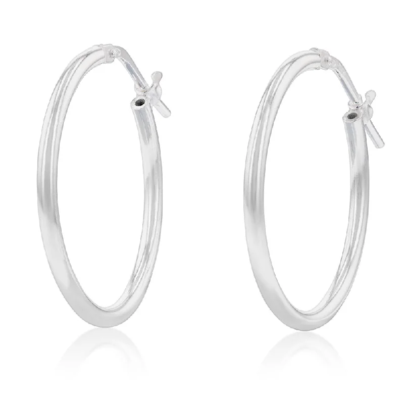 Classic Teardrop Earrings for Weddings-Sterling Silver Plain 20mm Hoop Earrings