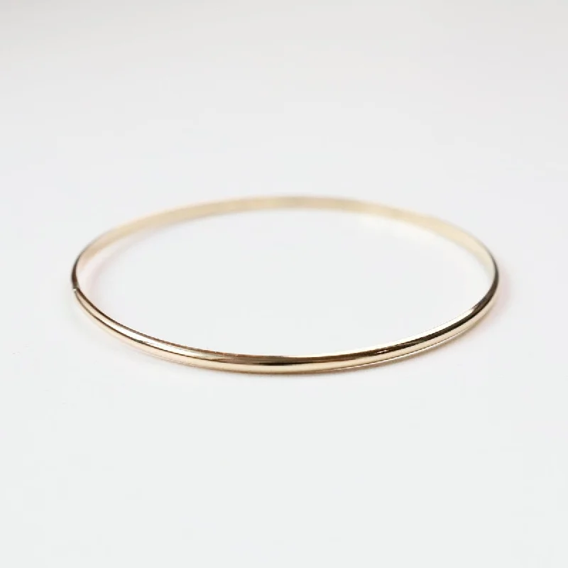 Simple Rose Gold Bangles with Small Charms-Thin Gold Filled Bangle Bracelet