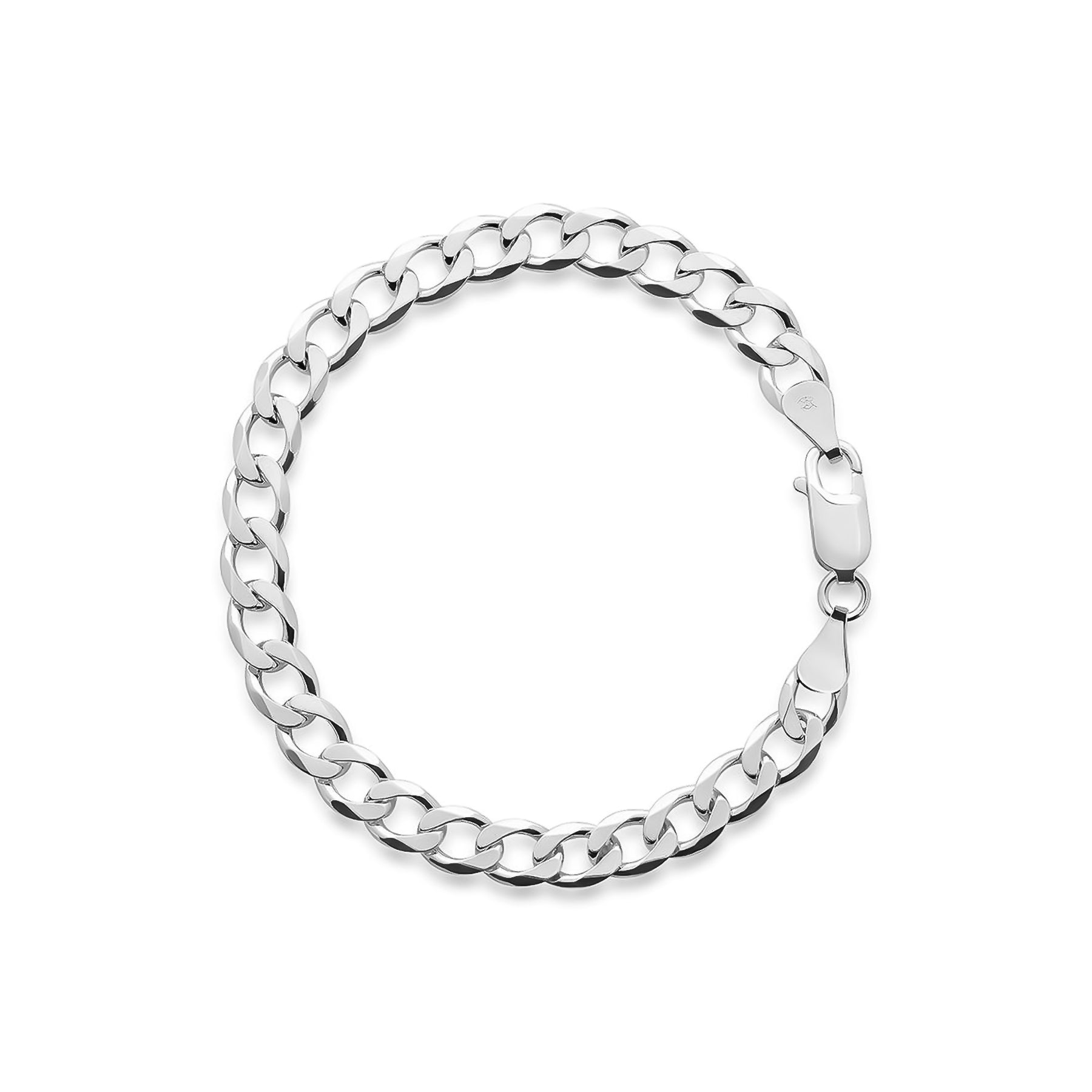 Trendy Silver Bracelet with Dazzling Stones-SILVER 6MM CURB BRACELET