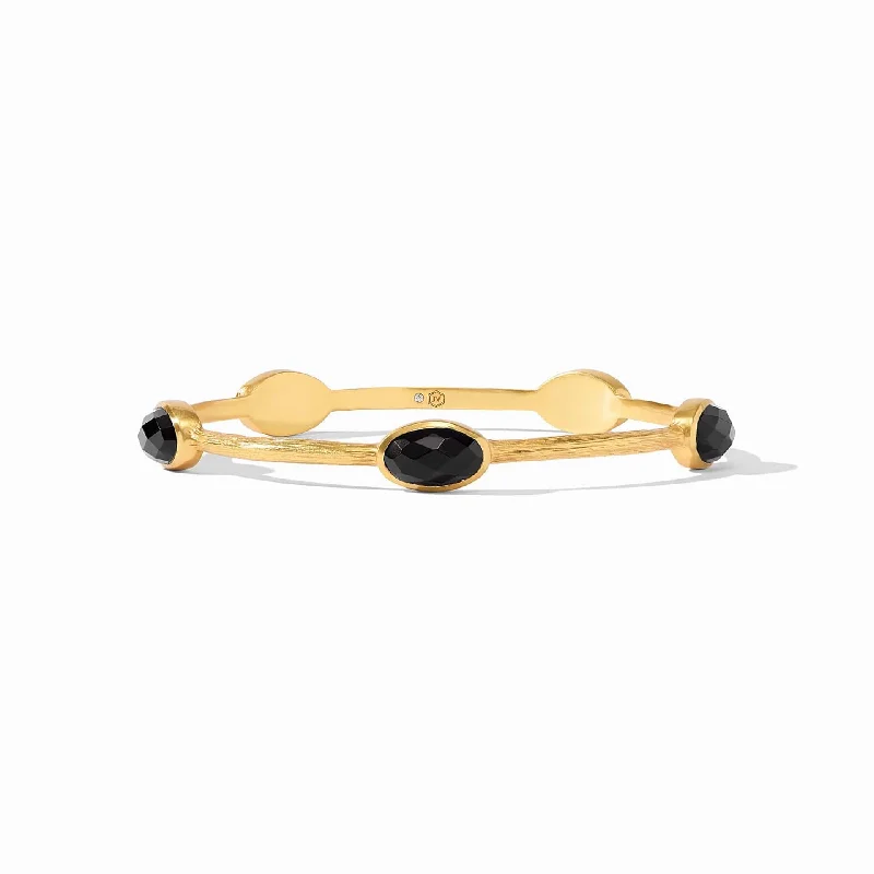 Trendy Gold Bangles with Geometric Designs-Ivy Stone Bangle Obsidian Black