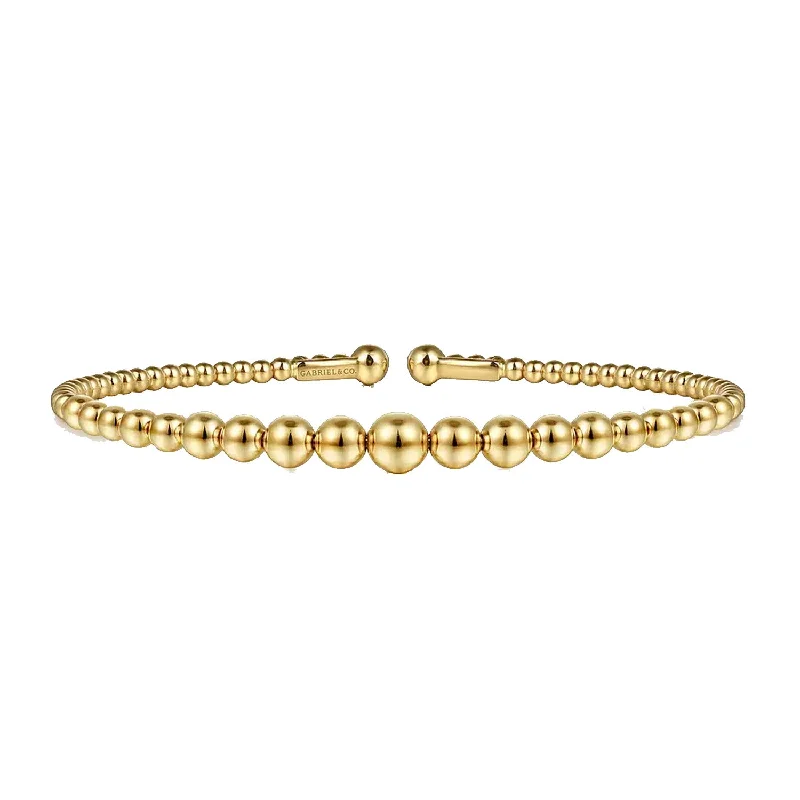 Simple Silver Bangles with Birthstone Engraving-Gabriel 14K Yellow Gold Bujukan Open Bangle