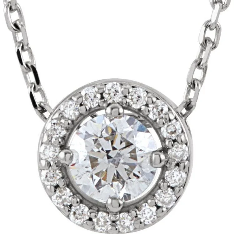 Sparkling Crystal Necklace with Colored Gems-14K White 1/5 CTW Lab-Grown Diamond Halo-Style 16" Necklace