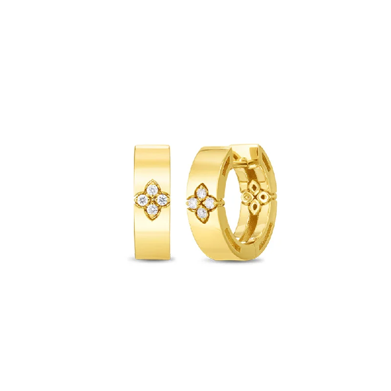 Luxury Diamond Hoop Earrings-Roberto Coin 18k Yellow Gold Verona Small Diamond Hoop Earrings 8882970AYERX